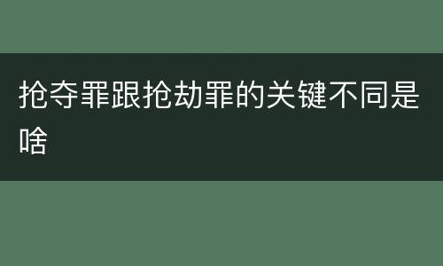 抢夺罪跟抢劫罪的关键不同是啥