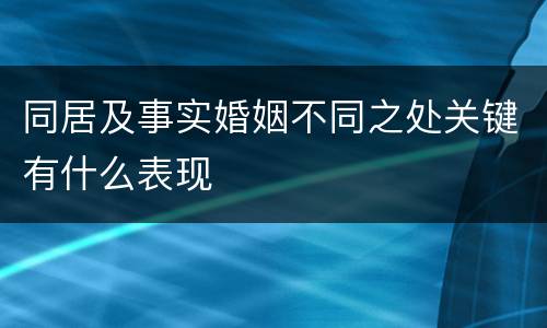 同居及事实婚姻不同之处关键有什么表现