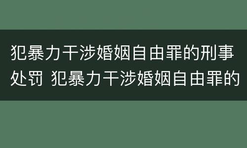 犯暴力干涉婚姻自由罪的刑事处罚 犯暴力干涉婚姻自由罪的刑事处罚是什么