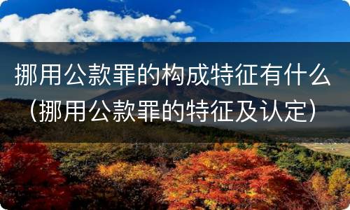 挪用公款罪的构成特征有什么（挪用公款罪的特征及认定）