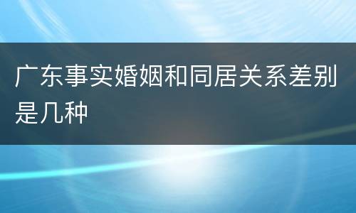 广东事实婚姻和同居关系差别是几种