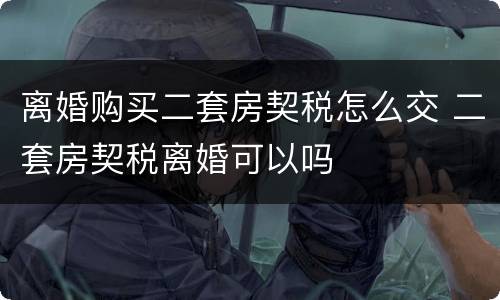 离婚购买二套房契税怎么交 二套房契税离婚可以吗