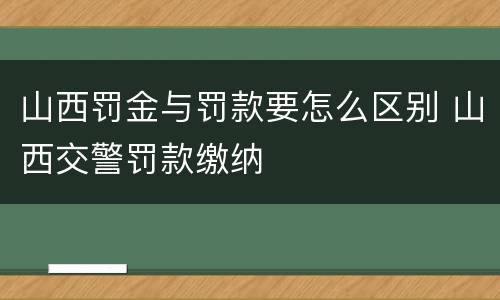 山西罚金与罚款要怎么区别 山西交警罚款缴纳