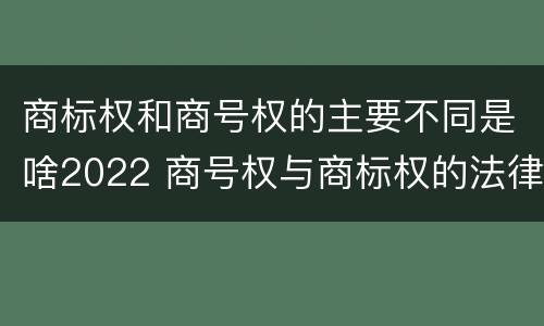 商标权和商号权的主要不同是啥2022 商号权与商标权的法律冲突与解决