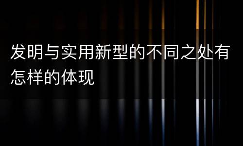 发明与实用新型的不同之处有怎样的体现