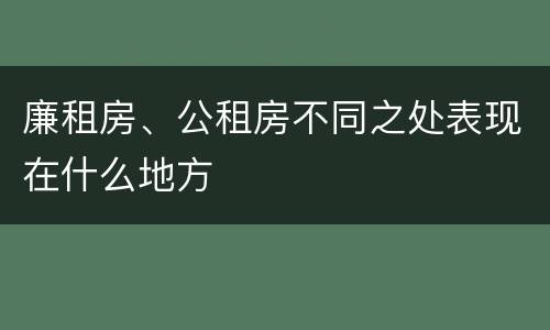 廉租房、公租房不同之处表现在什么地方