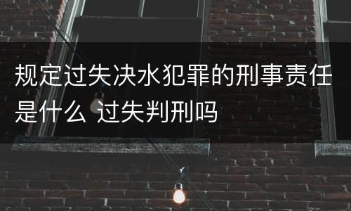 规定过失决水犯罪的刑事责任是什么 过失判刑吗