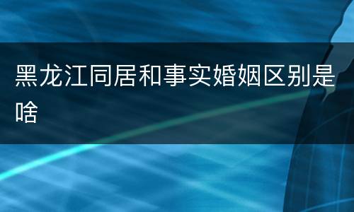 黑龙江同居和事实婚姻区别是啥