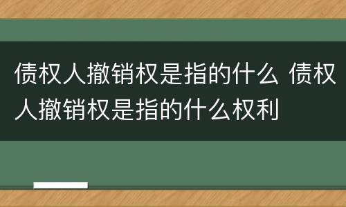 债权人撤销权是指的什么 债权人撤销权是指的什么权利