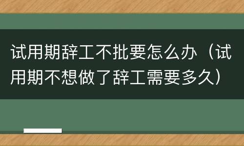 试用期辞工不批要怎么办（试用期不想做了辞工需要多久）