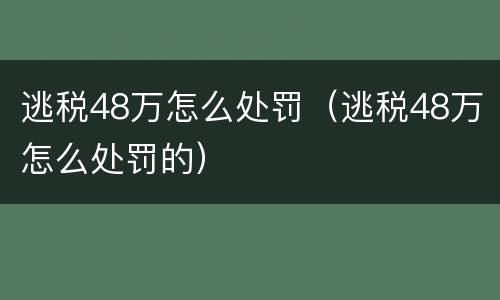 逃税48万怎么处罚（逃税48万怎么处罚的）