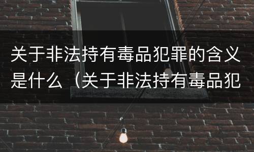 关于非法持有毒品犯罪的含义是什么（关于非法持有毒品犯罪的含义是什么意思）