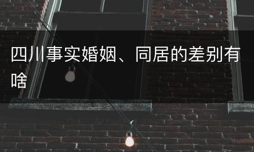 四川事实婚姻、同居的差别有啥