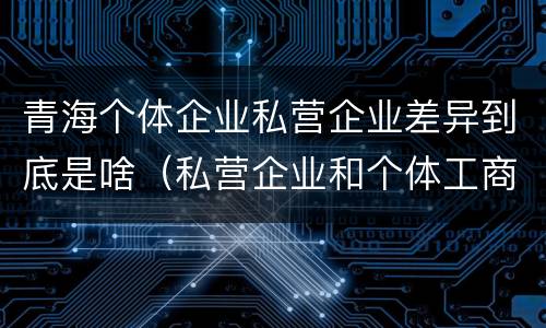 青海个体企业私营企业差异到底是啥（私营企业和个体工商户的区别哪些?）