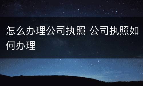 怎么办理公司执照 公司执照如何办理