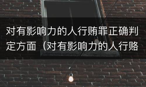 对有影响力的人行贿罪正确判定方面（对有影响力的人行赂）