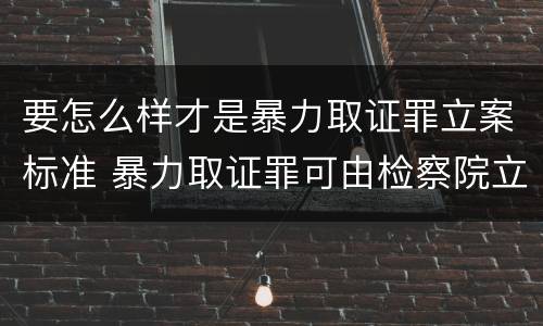 要怎么样才是暴力取证罪立案标准 暴力取证罪可由检察院立案侦查