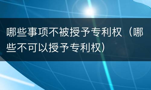 哪些事项不被授予专利权（哪些不可以授予专利权）