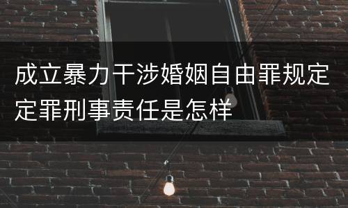 成立暴力干涉婚姻自由罪规定定罪刑事责任是怎样