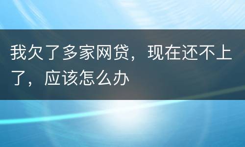 我欠了多家网贷，现在还不上了，应该怎么办