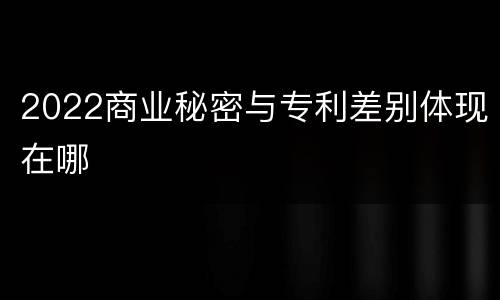 2022商业秘密与专利差别体现在哪