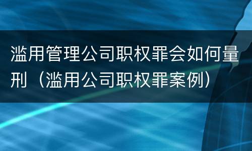 滥用管理公司职权罪会如何量刑（滥用公司职权罪案例）