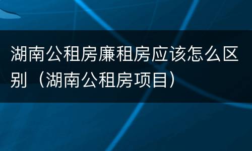 湖南公租房廉租房应该怎么区别（湖南公租房项目）