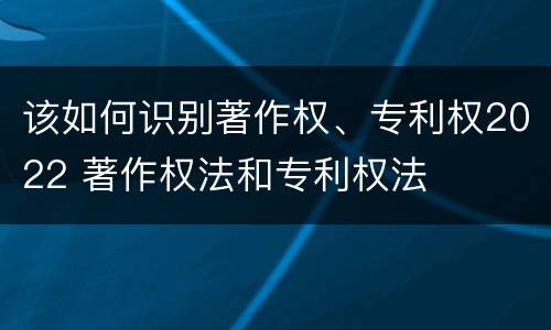 该如何识别著作权、专利权2022 著作权法和专利权法