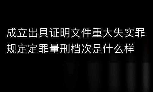 成立出具证明文件重大失实罪规定定罪量刑档次是什么样