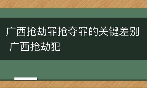 广西抢劫罪抢夺罪的关键差别 广西抢劫犯