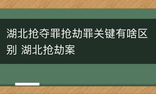 湖北抢夺罪抢劫罪关键有啥区别 湖北抢劫案