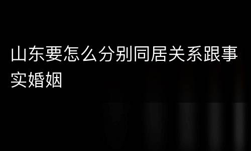 山东要怎么分别同居关系跟事实婚姻