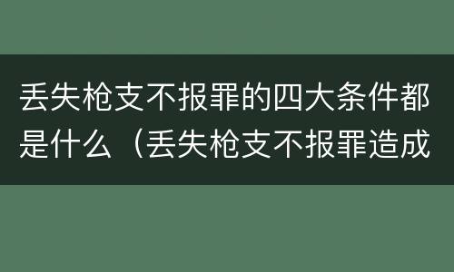 丢失枪支不报罪的四大条件都是什么（丢失枪支不报罪造成严重后果）