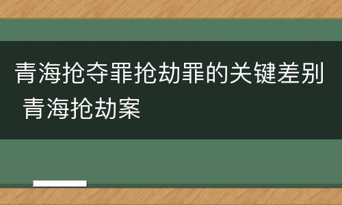 青海抢夺罪抢劫罪的关键差别 青海抢劫案