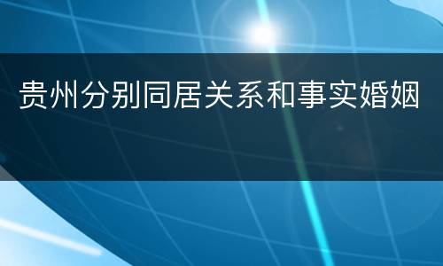 贵州分别同居关系和事实婚姻