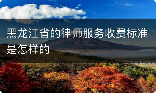 黑龙江省的律师服务收费标准是怎样的