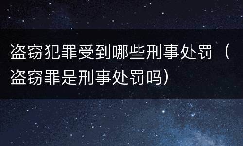 盗窃犯罪受到哪些刑事处罚（盗窃罪是刑事处罚吗）