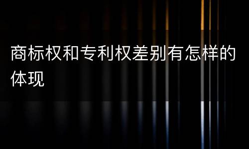 商标权和专利权差别有怎样的体现