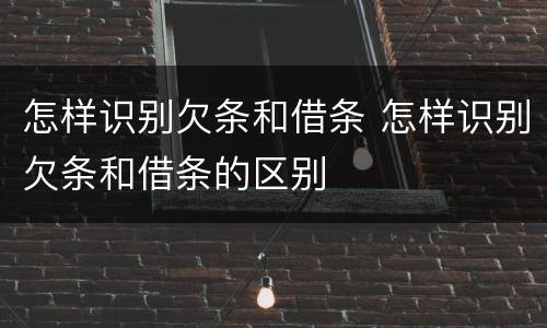 怎样识别欠条和借条 怎样识别欠条和借条的区别