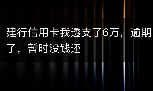 建行信用卡我透支了6万，逾期了，暂时没钱还