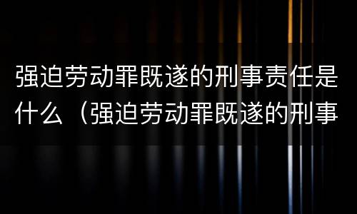 强迫劳动罪既遂的刑事责任是什么（强迫劳动罪既遂的刑事责任是什么情形）