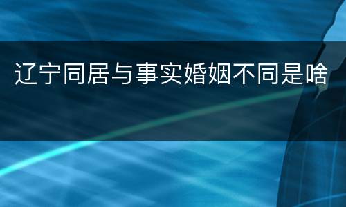 辽宁同居与事实婚姻不同是啥