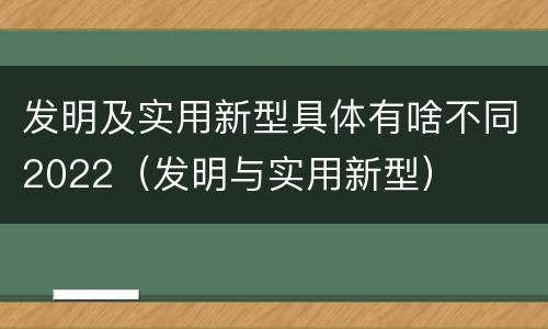 发明及实用新型具体有啥不同2022（发明与实用新型）