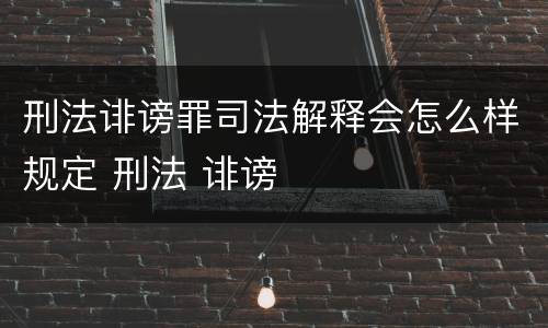 刑法诽谤罪司法解释会怎么样规定 刑法 诽谤