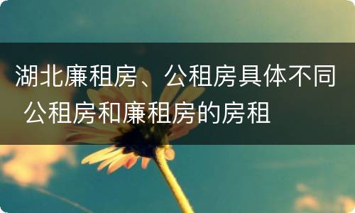 湖北廉租房、公租房具体不同 公租房和廉租房的房租