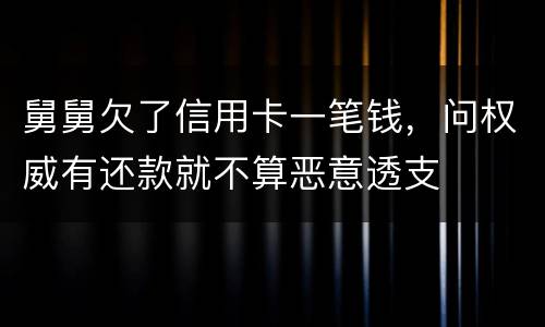 舅舅欠了信用卡一笔钱，问权威有还款就不算恶意透支