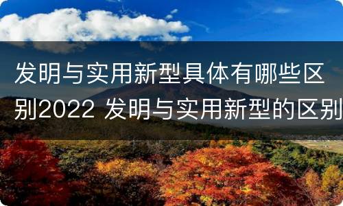 发明与实用新型具体有哪些区别2022 发明与实用新型的区别