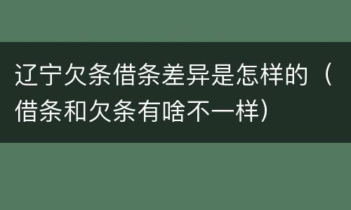 辽宁欠条借条差异是怎样的（借条和欠条有啥不一样）