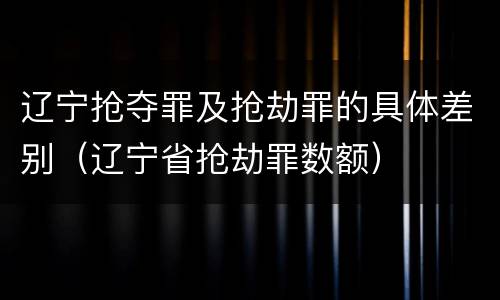 辽宁抢夺罪及抢劫罪的具体差别（辽宁省抢劫罪数额）