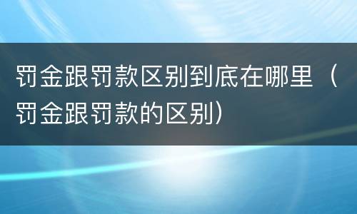 罚金跟罚款区别到底在哪里（罚金跟罚款的区别）